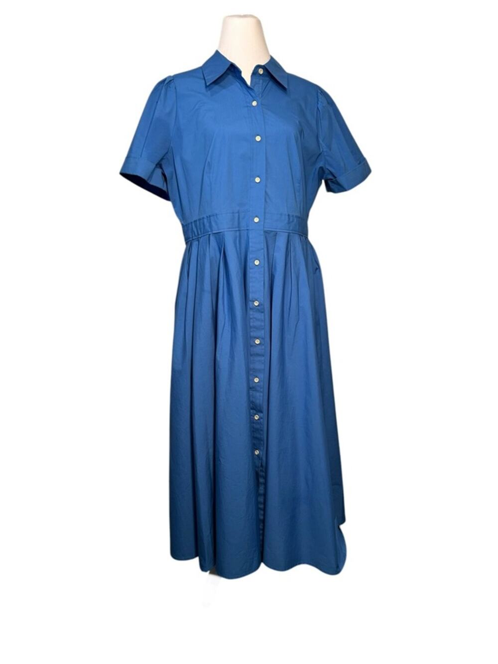 Alexis Dress Blue Short-Sleeve Button Front Fit-and-Flare Size XL Shirtdress